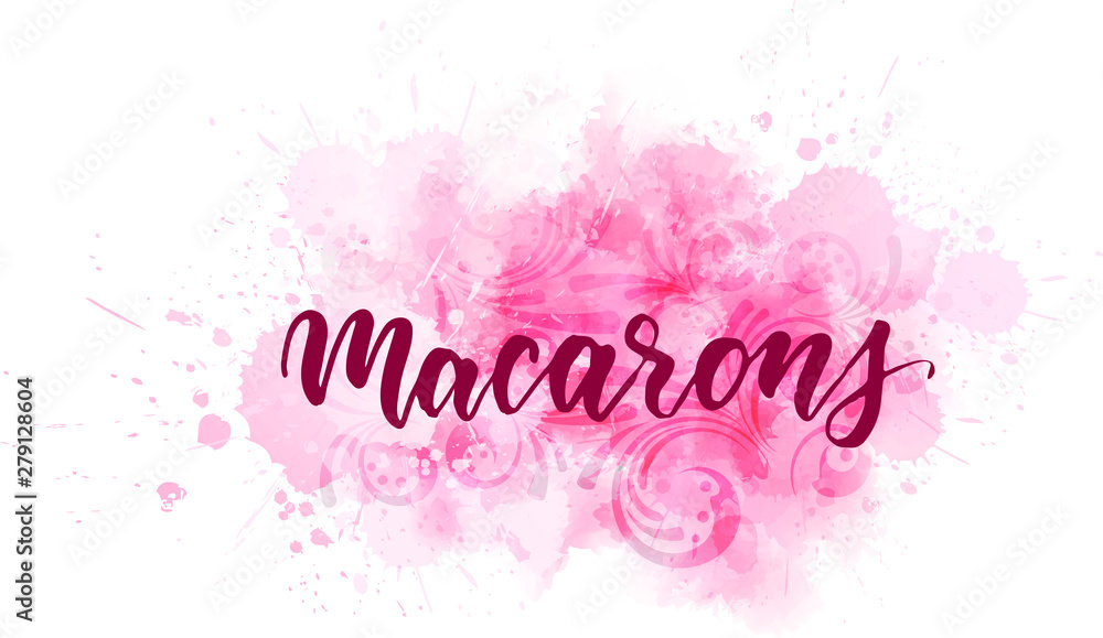 Macarons - handlettering on watercolor background