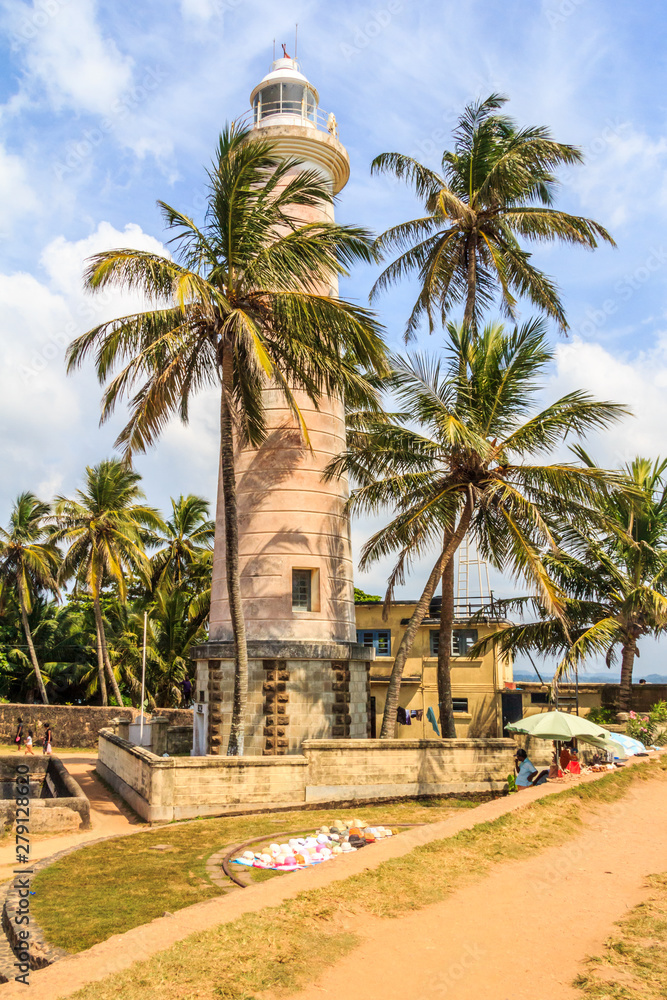 Lighthouse and palm trees, Galle Fort, Sri Lanka