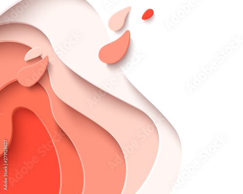 Vector abstract coral color paper cut background
