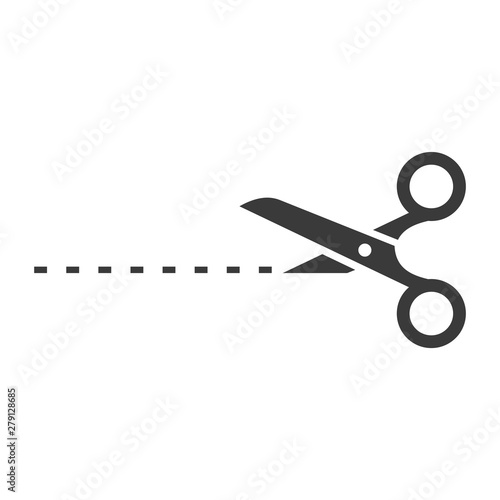 Black scissors cut line icon template color editable. Scissors cut line symbol vector sign isolated on white background. Simple logo vector illustration for graphic and web design.