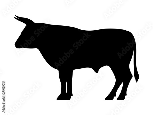 Vector black silhouette of a bull