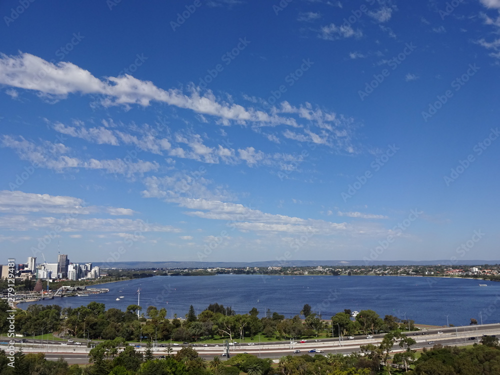 Landscape with city and lake in Perth, Australia