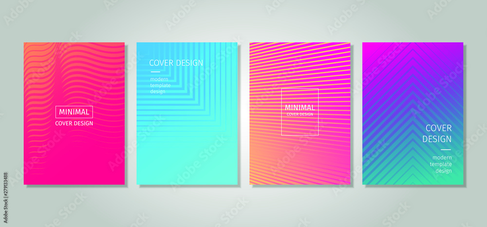 Minimalist cover design collection with colorful gradient and geometric pattern. Colorful halftone gradients and modern template design. Cool gradients.