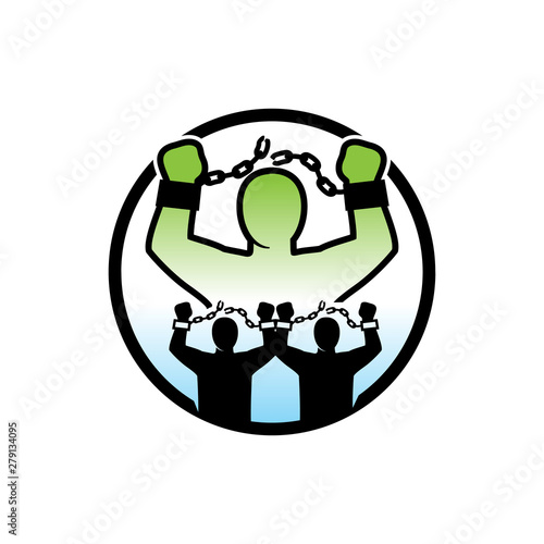 Freedom financial from chain ties. Vector logo illustration image.