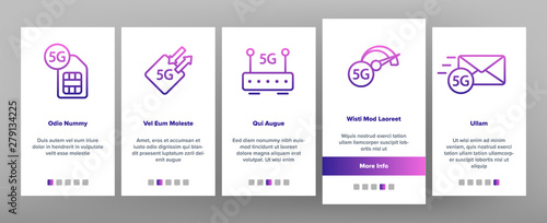 5G Fast Network, Connection To Website Vector Onboarding Mobile App Page Screen. High Speed Internet, 5G Generation Of Service. Internet Provider, Connection, Wifi, Wireless Distribution Illustration