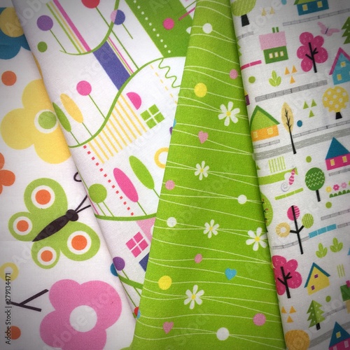 Close-up of four cute color...