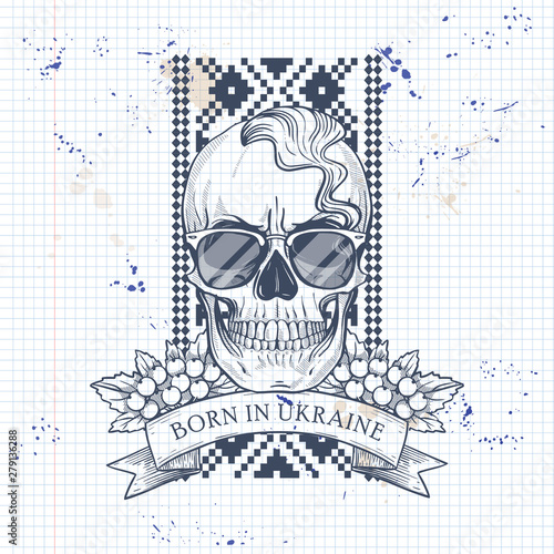 Skull with Ukrainian symbols