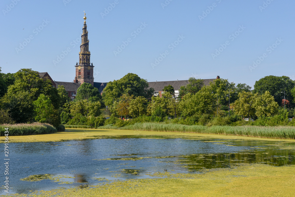 Landscape with the church tower of our saviour at Copenhagen, Denmark Landscape with the church tower of our saviour at Copenhagen, Denmark