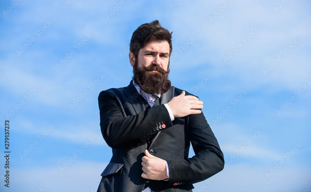 Morning. day start from aids. Future success. Male formal fashion. Mature hipster with beard. brutal caucasian hipster with moustache. Bearded man. Businessman against the sky. perfect morning Morning. day start from aids. Future success. Male formal fashion. Mature hipster with beard. brutal caucasian hipster with moustache. Bearded man. Businessman against the sky. perfect morning