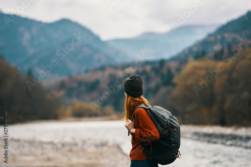female hiker in the mountains