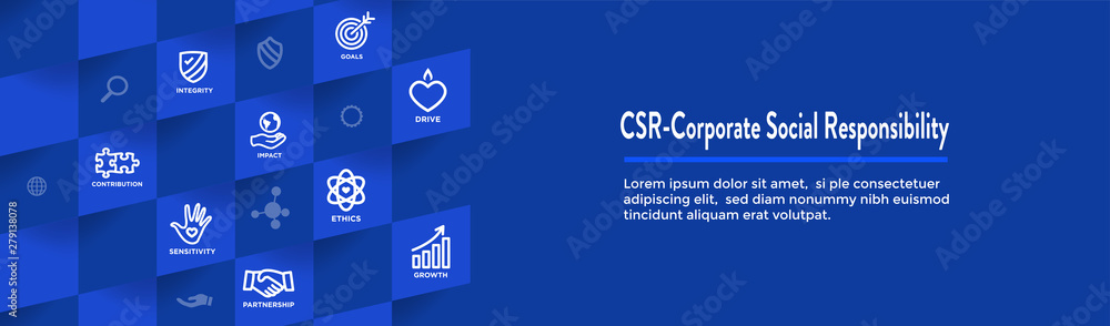 CSR-Corporate Social Responsibility Outline Icon Set - Web Header Banner