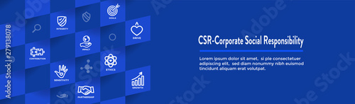 CSR-Corporate Social Responsibility Outline Icon Set - Web Header Banner