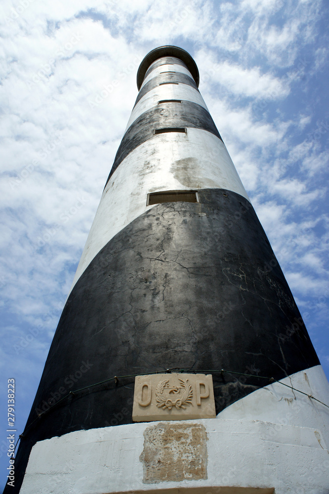 The highest lighthouse in the Balearic Islands is Punta des Moscarter.Ibiza Island.Spain. The highest lighthouse in the Balearic Islands is Punta des Moscarter.Ibiza Island.Spain.