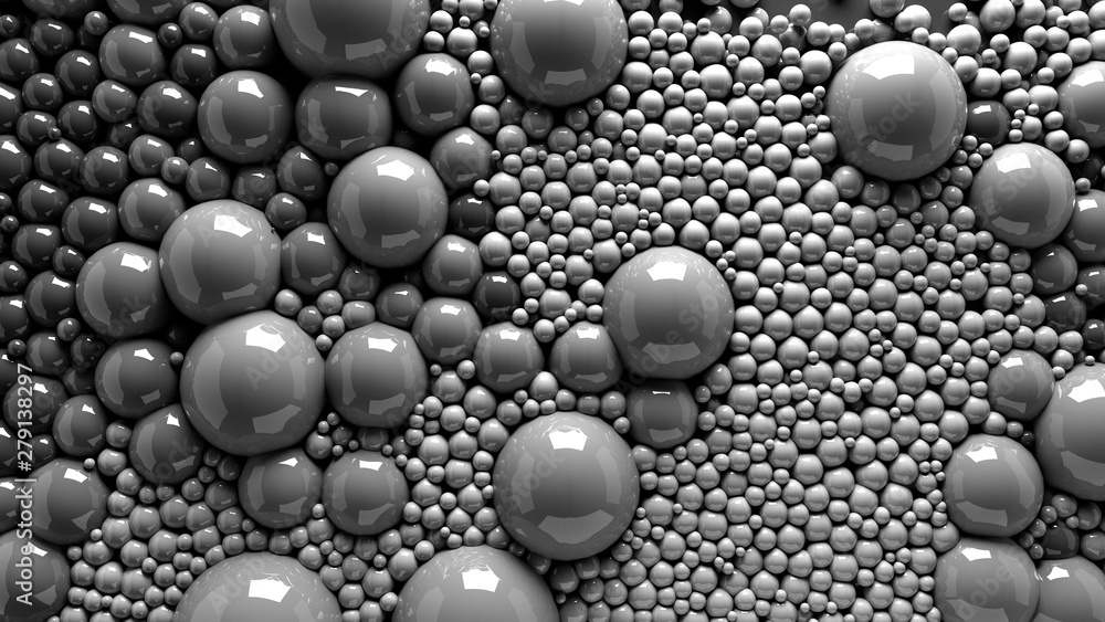 4k 3d animation of spheres and balls in a organic motion background. Top view of bubbles paint 