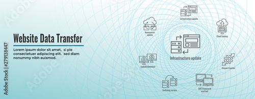 Website Data Transfer Icon Set and Web Header Banner