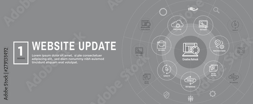 Website Update Icon Set with Web Header Banner