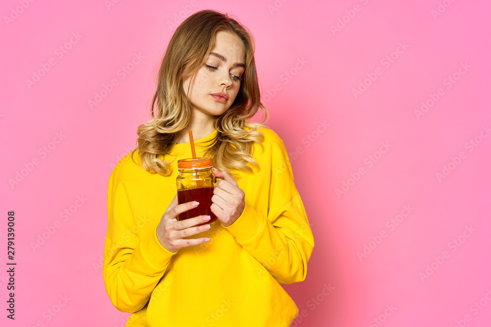 girl with glass of orange juice girl with glass of orange juice
