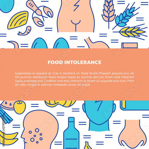 Food intolerance banner template in colored line style