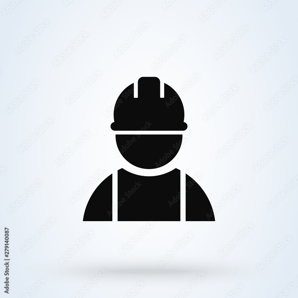 Construction worker. Simple vector modern icon design illustration