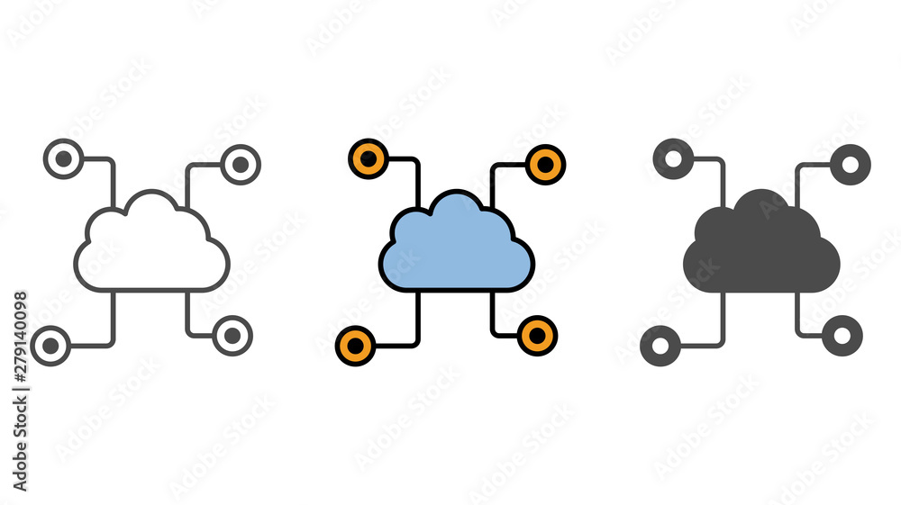 Obraz premium Cloud computing vector icon sign symbol