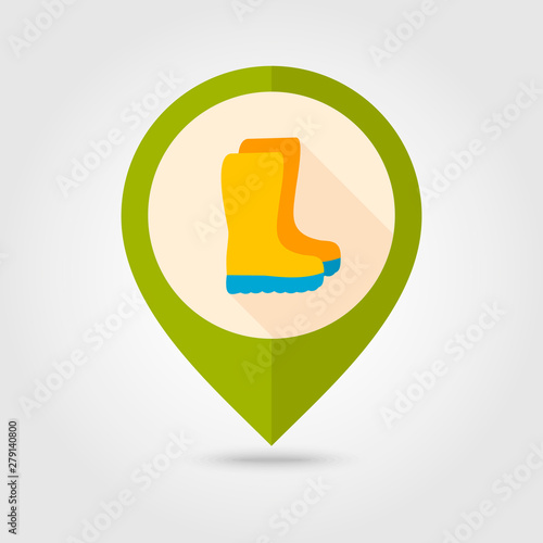Rubber boots, gumboots, wellies pin map icon
