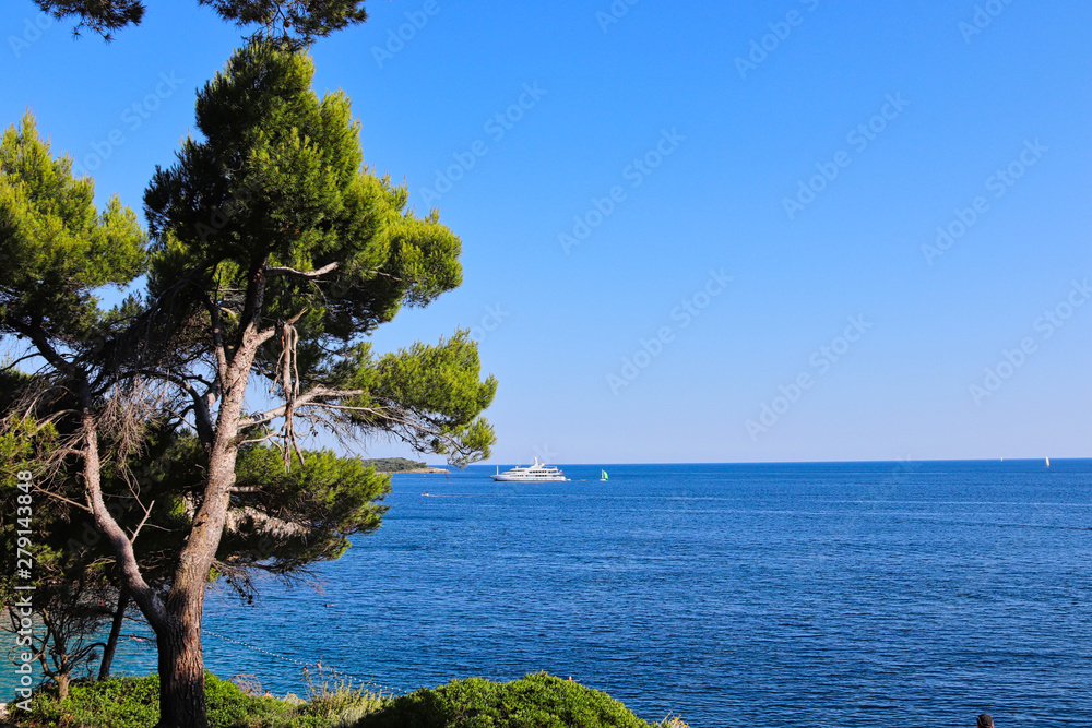 bay with blue sky and blue ocean in croatia