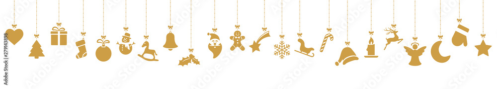 collection of hanging christmas icons - obrazy, fototapety, plakaty 