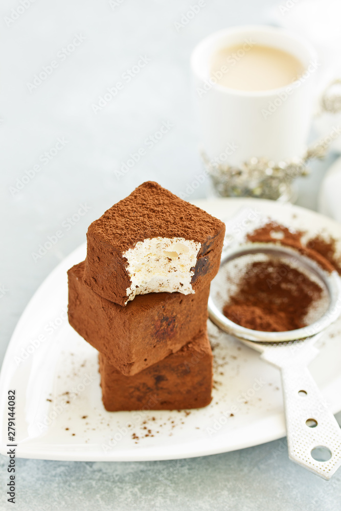 Homemade sweetness, sufa pigeon milk with chocolate, marshmallows. Homemade sweetness, sufa pigeon milk with chocolate, marshmallows.
