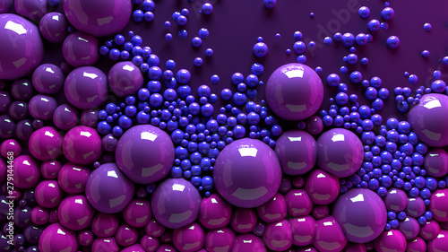 4k 3d animation of spheres and balls colorful rainbow in a organic motion background. Top view of bubbles colorful paint  photo