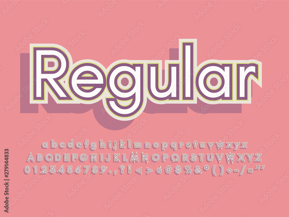 Retro font and alphabet. Stock vector illustration Retro font and alphabet. Stock vector illustration