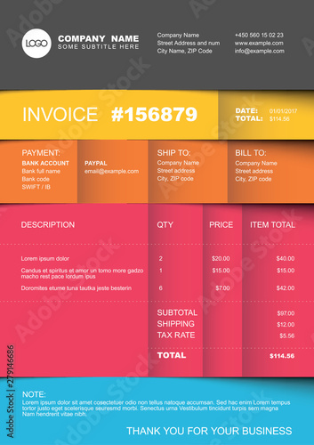 Invoice template - pink striped version