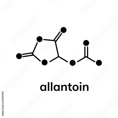Allantoin chemical formula on white background