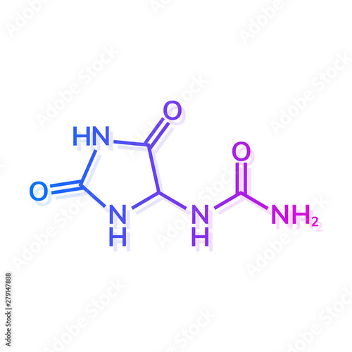 Allantoin chemical formula on white background photo