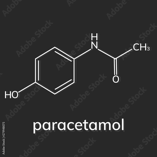 Paracetamol chemical formula on dark background