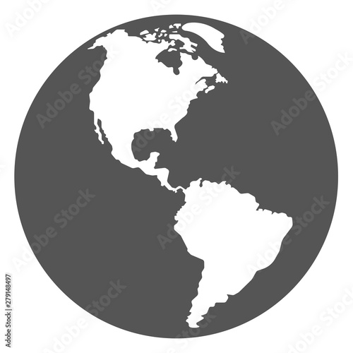 Flat filled image of the American part of the planet. Vector icon