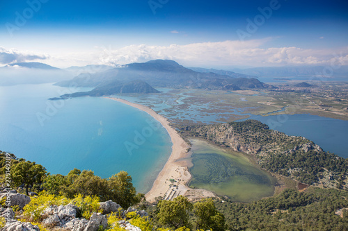 Panoramic view of iztuzu beach in Dalyan, Turkey photo