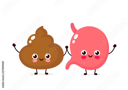 Cute happy smiling stomach and poop