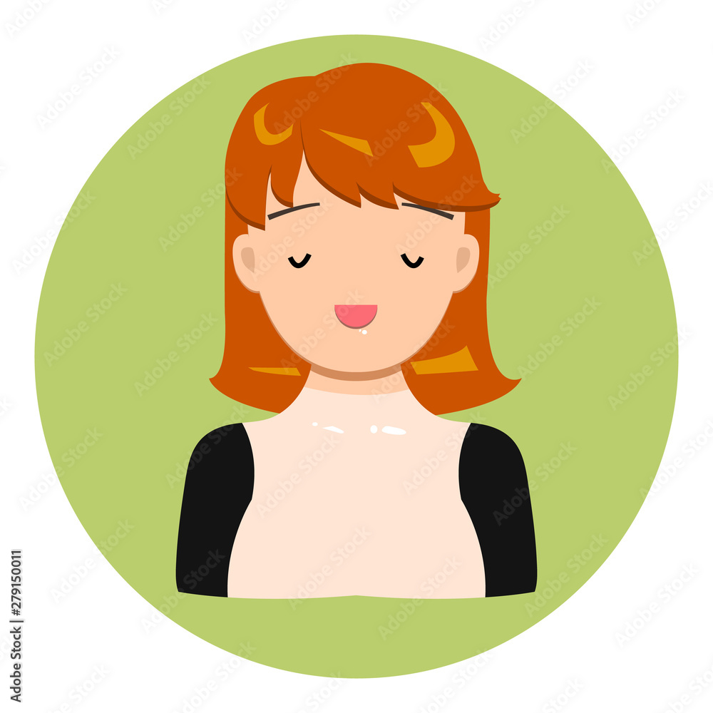 Vector illustration, smiling flat girl on a green circle background. Vector illustration, smiling flat girl on a green circle background.