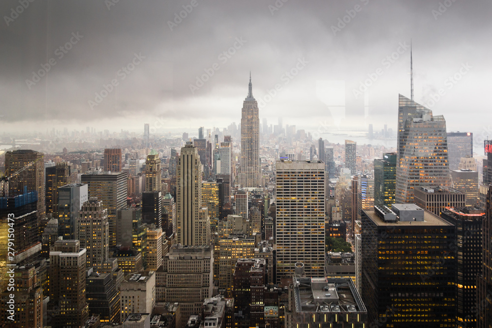 View from Empire State Buildin in a cloudy day - New York - Usa