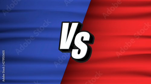 Versus Screen Blue and Red wave flaf. Vs Fight background for battle, competition and game. Vector Illustration Versus screen