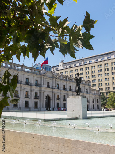 Monument to Arturo Alessandri Palma in Santiago de Chile, in front of the Moneda Palace. He was President of the Republic of Chile in the 20s and 30s. photo