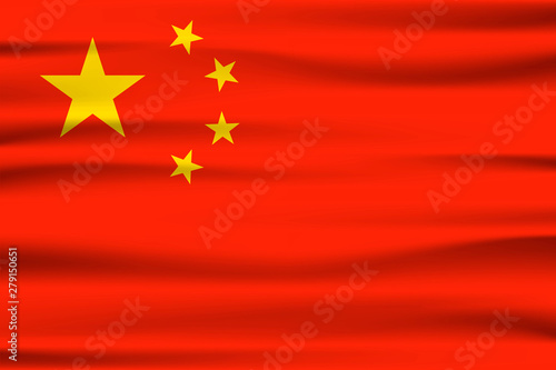 Wave China flag, official colors and proportion correctly. National China flag. Vector illustration