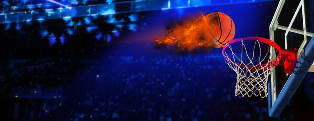Burning basketball ball