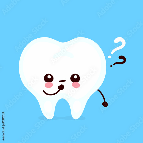 Cute tooth with question mark character