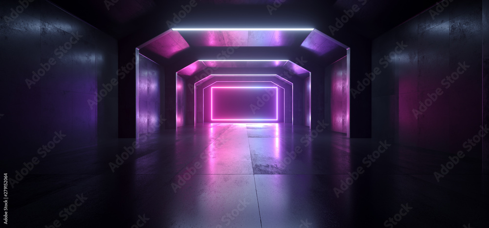 Sci Fi Future Neon Purple Blue Glowing Rectangle Shape Empty Dark Spaceship Tunnel Underground Vibrant Lasers Shape Grunge Concrete Reflective Graphic Background 3D Rendering Sci Fi Future Neon Purple Blue Glowing Rectangle Shape Empty Dark Spaceship Tunnel Underground Vibrant Lasers Shape Grunge Concrete Reflective Graphic Background 3D Rendering
