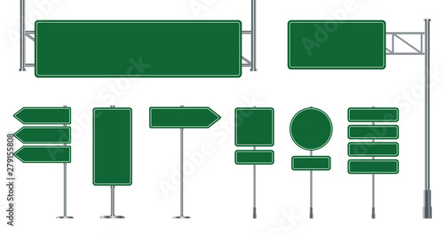 Canvas Print Set of road signs isolated on a white background
