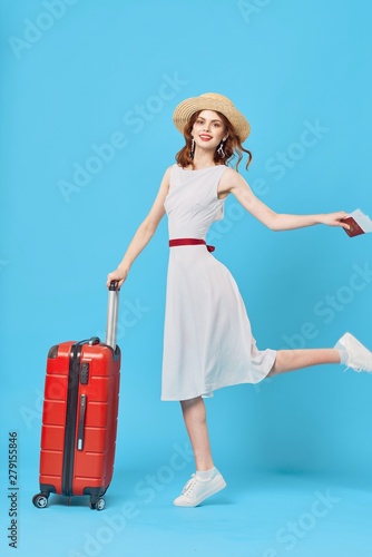 young woman with suitcase