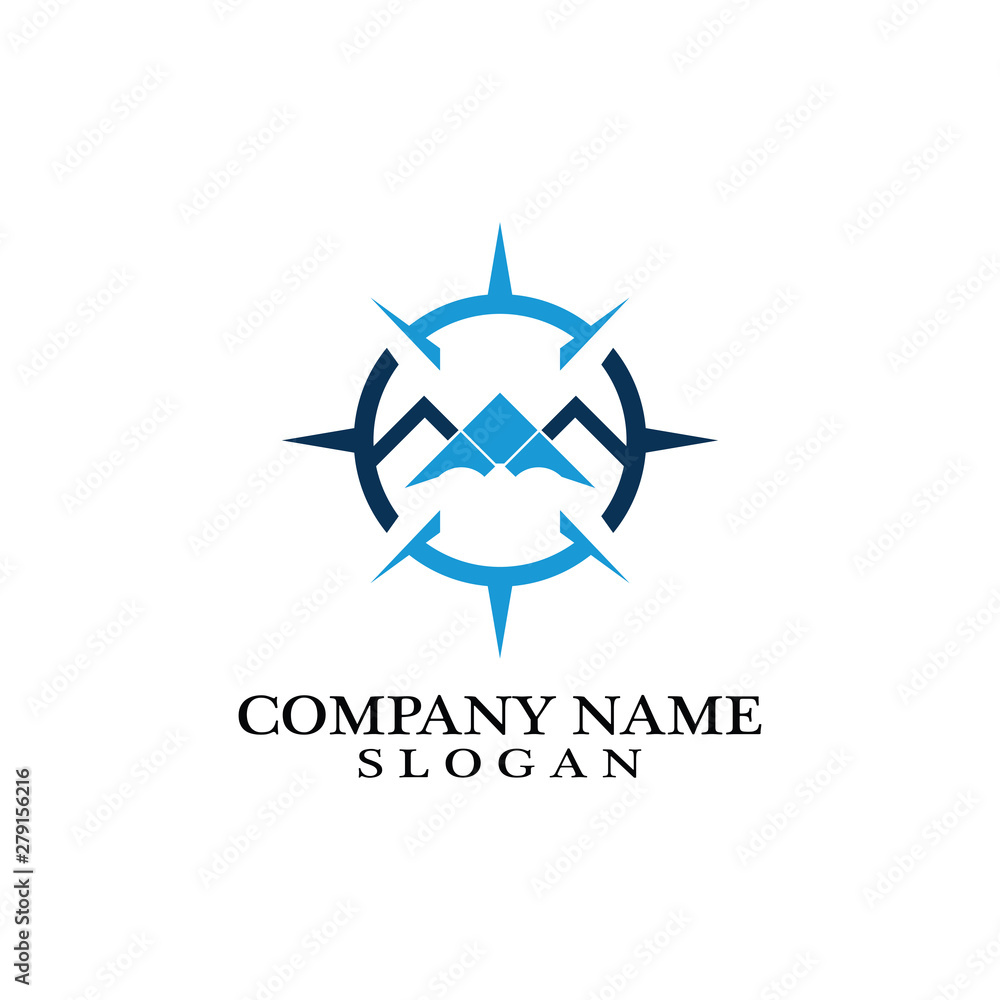 Mountain adventure logo design. Compass icon symbol Mountain adventure logo design. Compass icon symbol