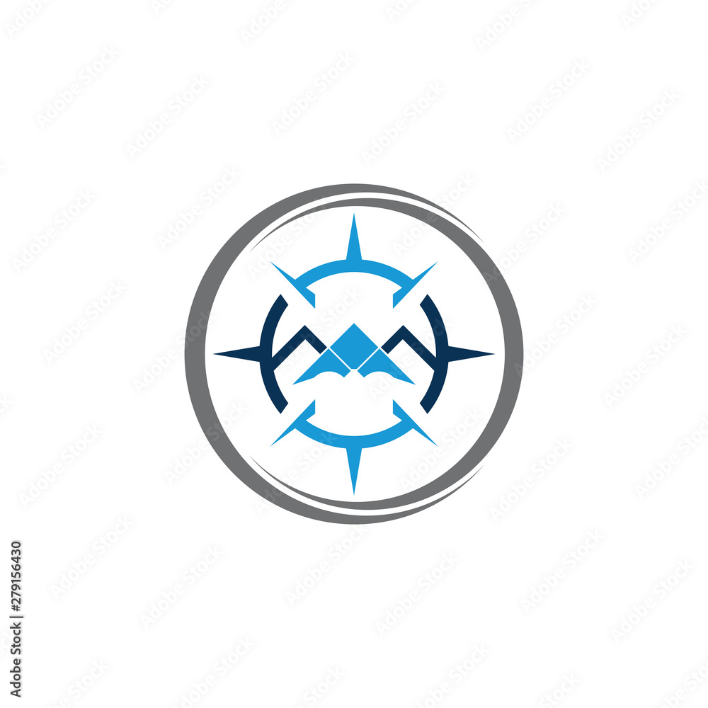 Mountain adventure logo design. Compass icon symbol Mountain adventure logo design. Compass icon symbol