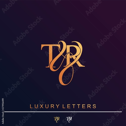 T & R TR logo initial vector mark. Initial letter T & R TR luxury art vector mark logo.